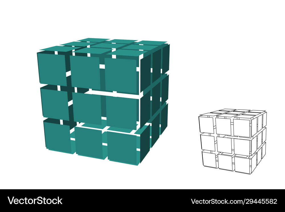 Abstract polygonal cube with cuts 3d Vector Image