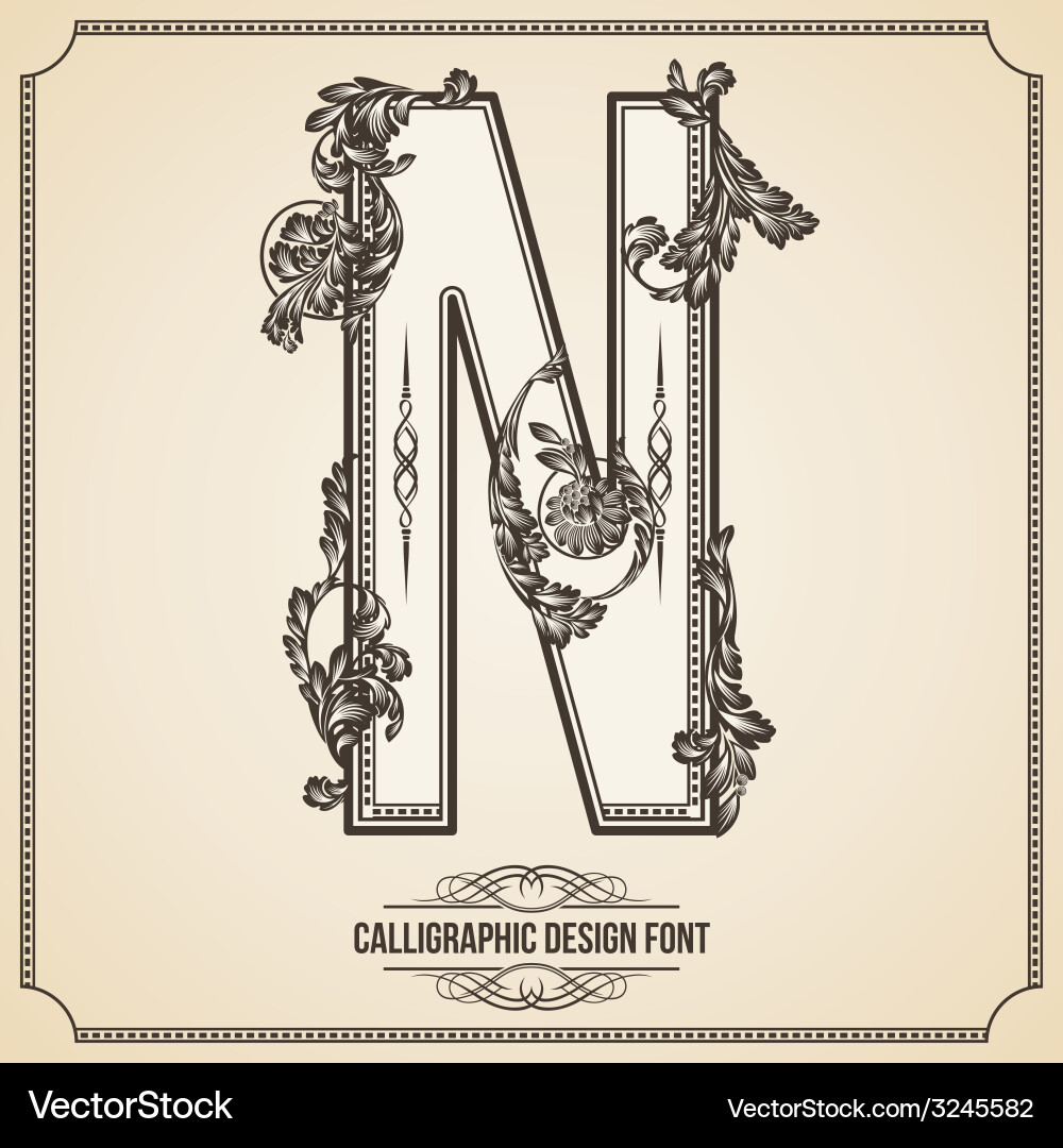 Calligraphic font letter n Vector Image