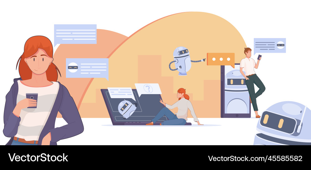 Chat with bot composition Chat with bot composition vector image