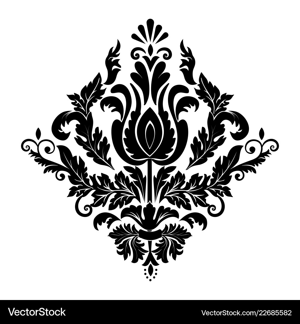 Damask element isolated central Damask element isolated central Vector Image