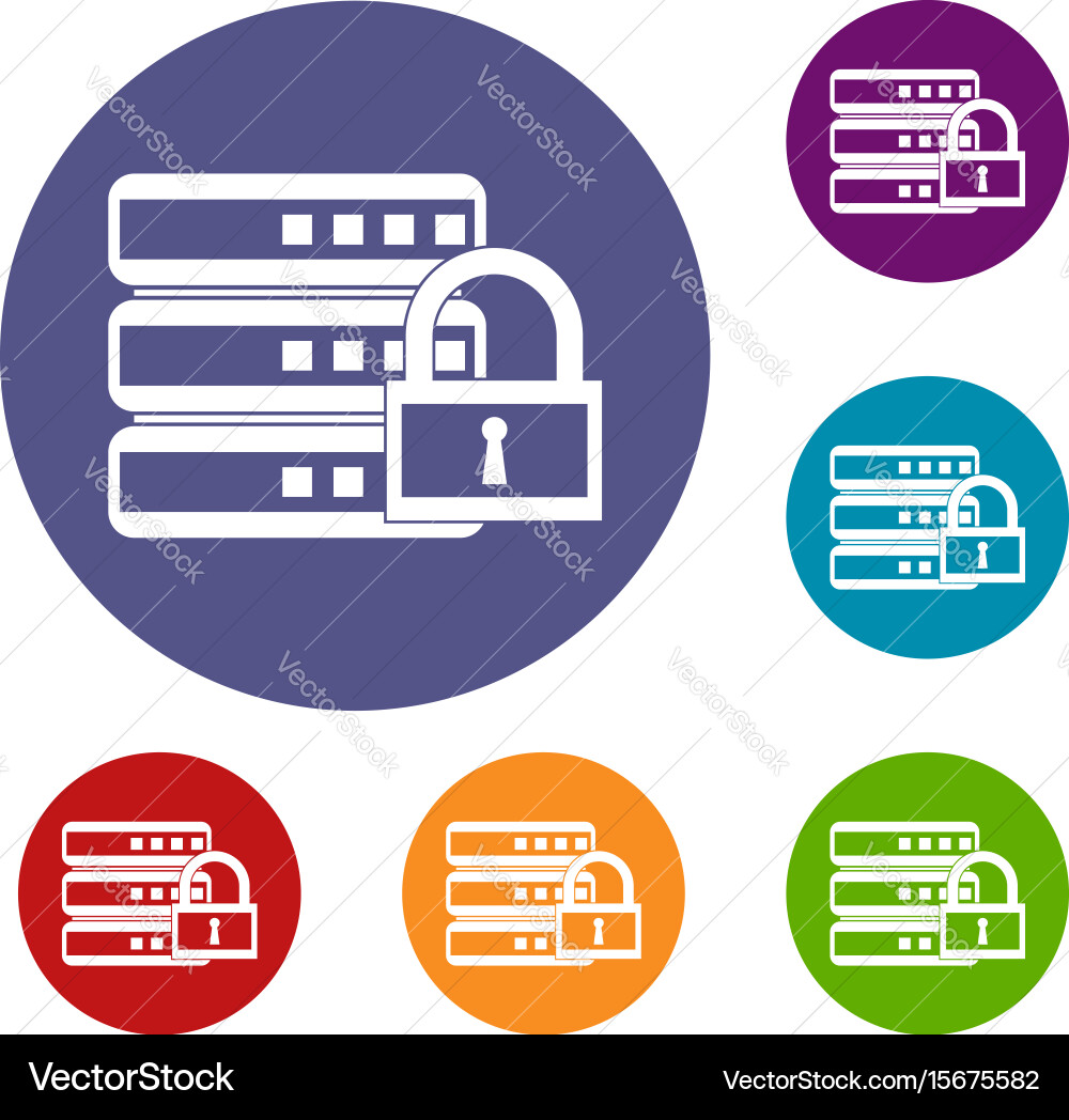 Database with padlock icons set vector image