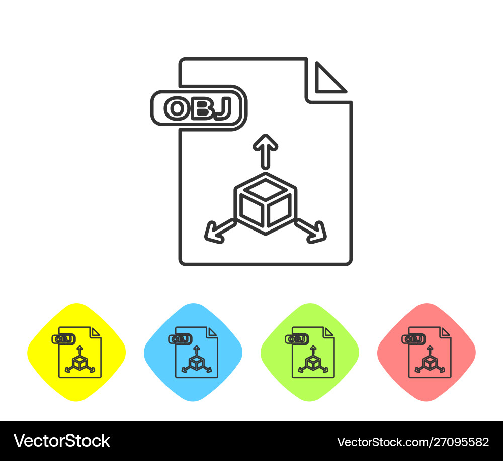 Grey line obj file document download button Grey line obj file document download button Vector Image