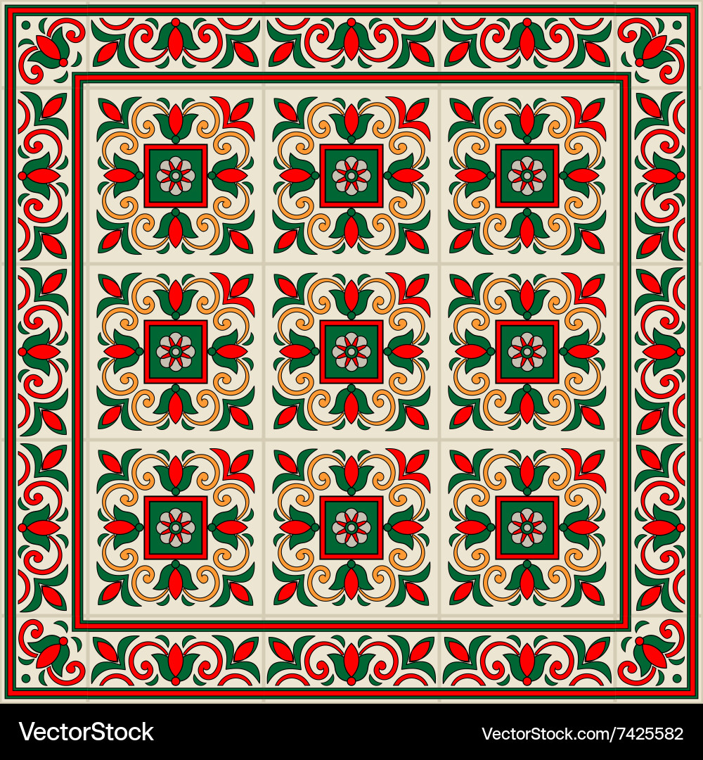 Seamless pattern from tiles and border Royalty Free Vector