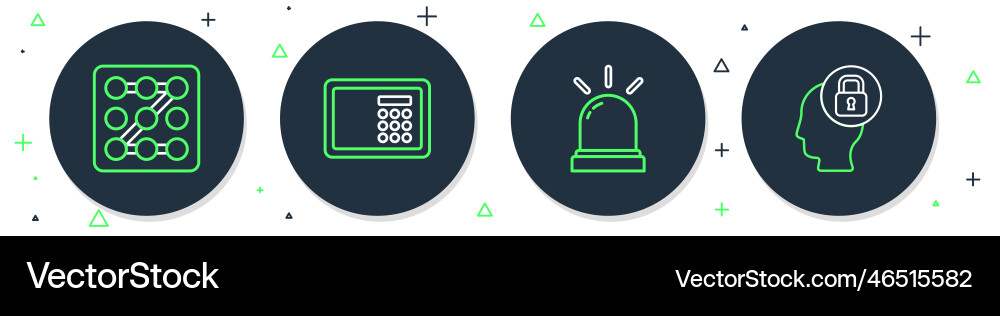 Set line safe motion sensor graphic password Vector Image