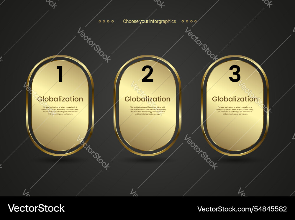 Set of three luxury infographic button on dark Vector Image