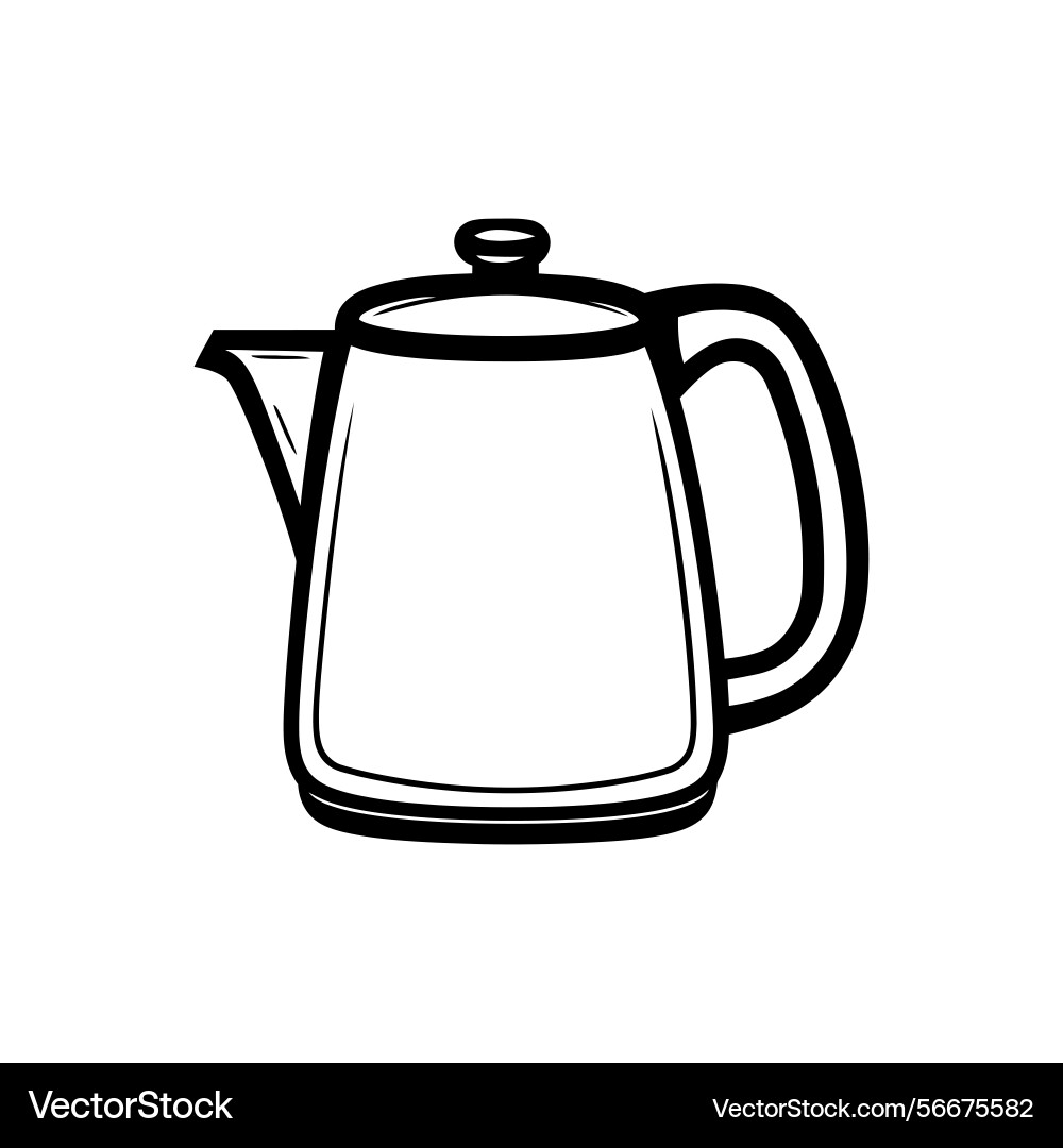 Teapot outline isolated with handle Vector Image