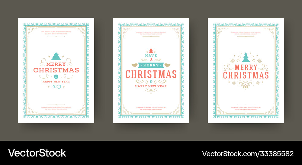Weihnachtskarten Set Vintage typografische Weihnachtskarten Set Vintage typografische vektorbild
