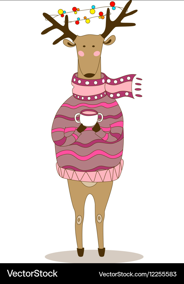 Christmas deer happy new year reindeer Vector Image