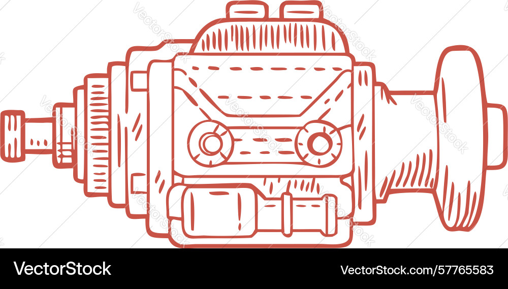 Cross-sectional diagram of machine engine design Vector Image