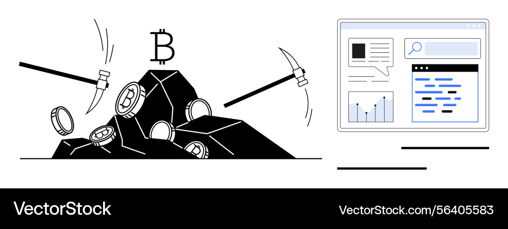Cryptocurrency mining and analytics concept Cryptocurrency mining and analytics concept vector image