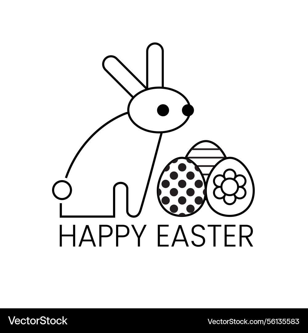 Cute Bunny with Easter Eggs Royalty Free Vector Image