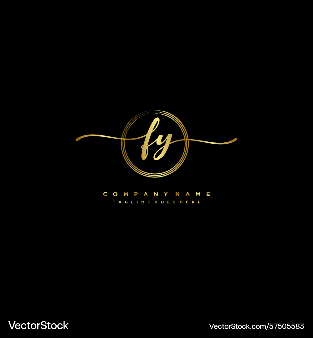 Fy initial handwriting logo with circular wave Vector Image