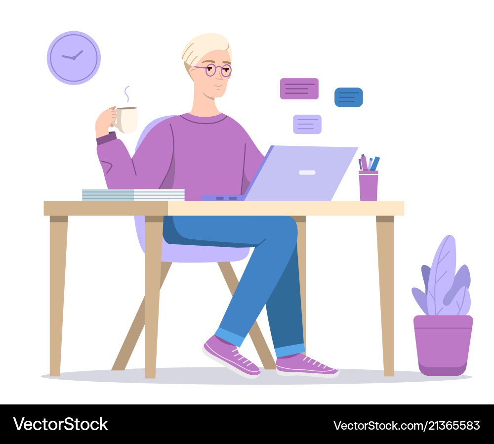 Man or boy texting in computer vector image