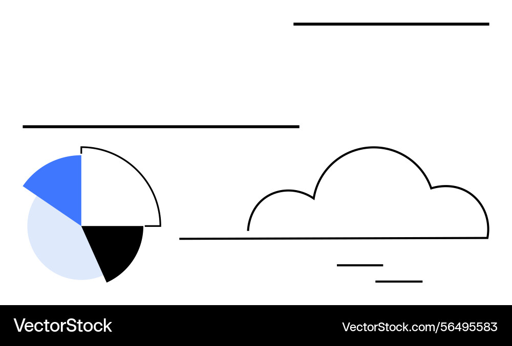 Minimalist cloud computing concept with pie chart Minimalist cloud computing concept with pie chart vector image
