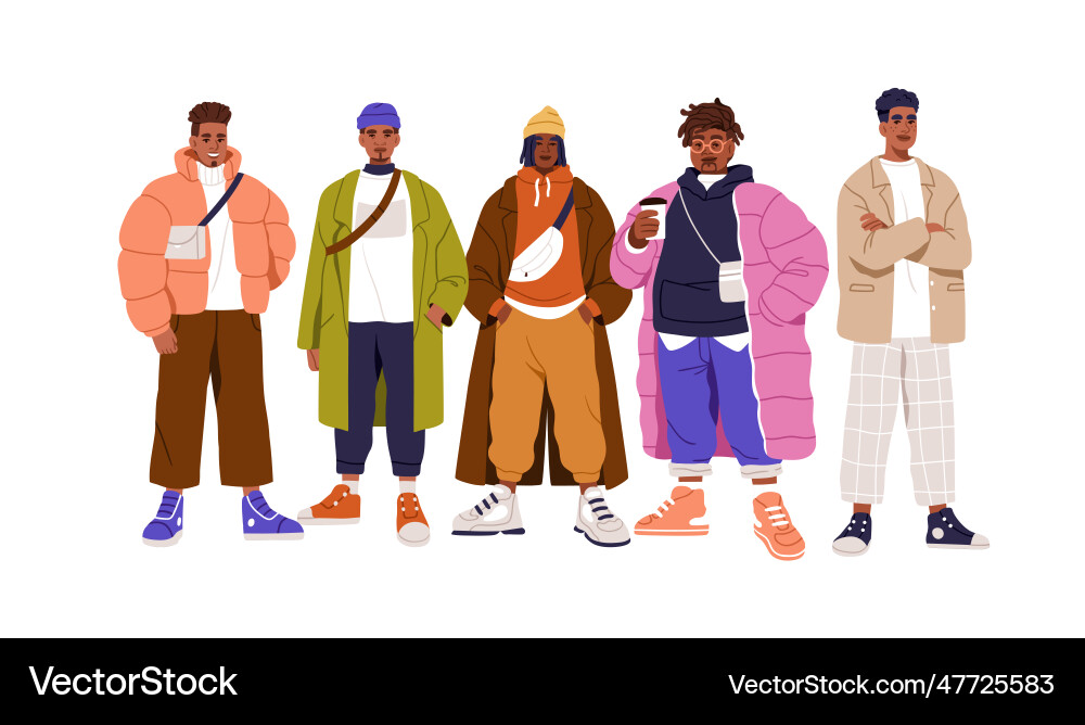 Modern black men people group portrait young Modern black men people group portrait young vector image