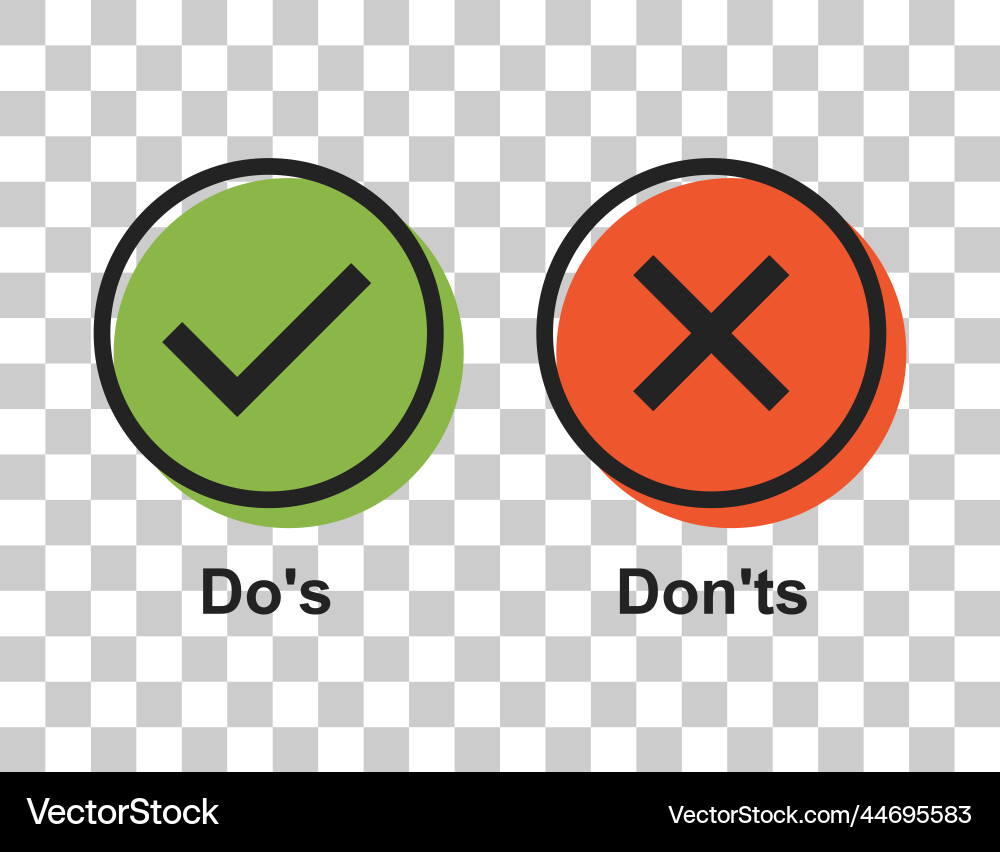 Set of check do dos mark correct wrong sign Vector Image