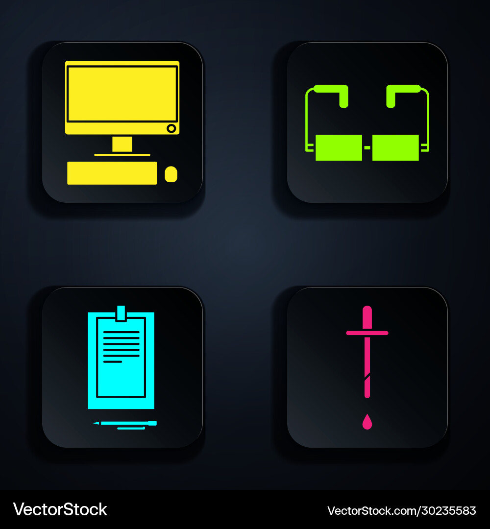 Set pipette computer monitor with keyboard Vector Image