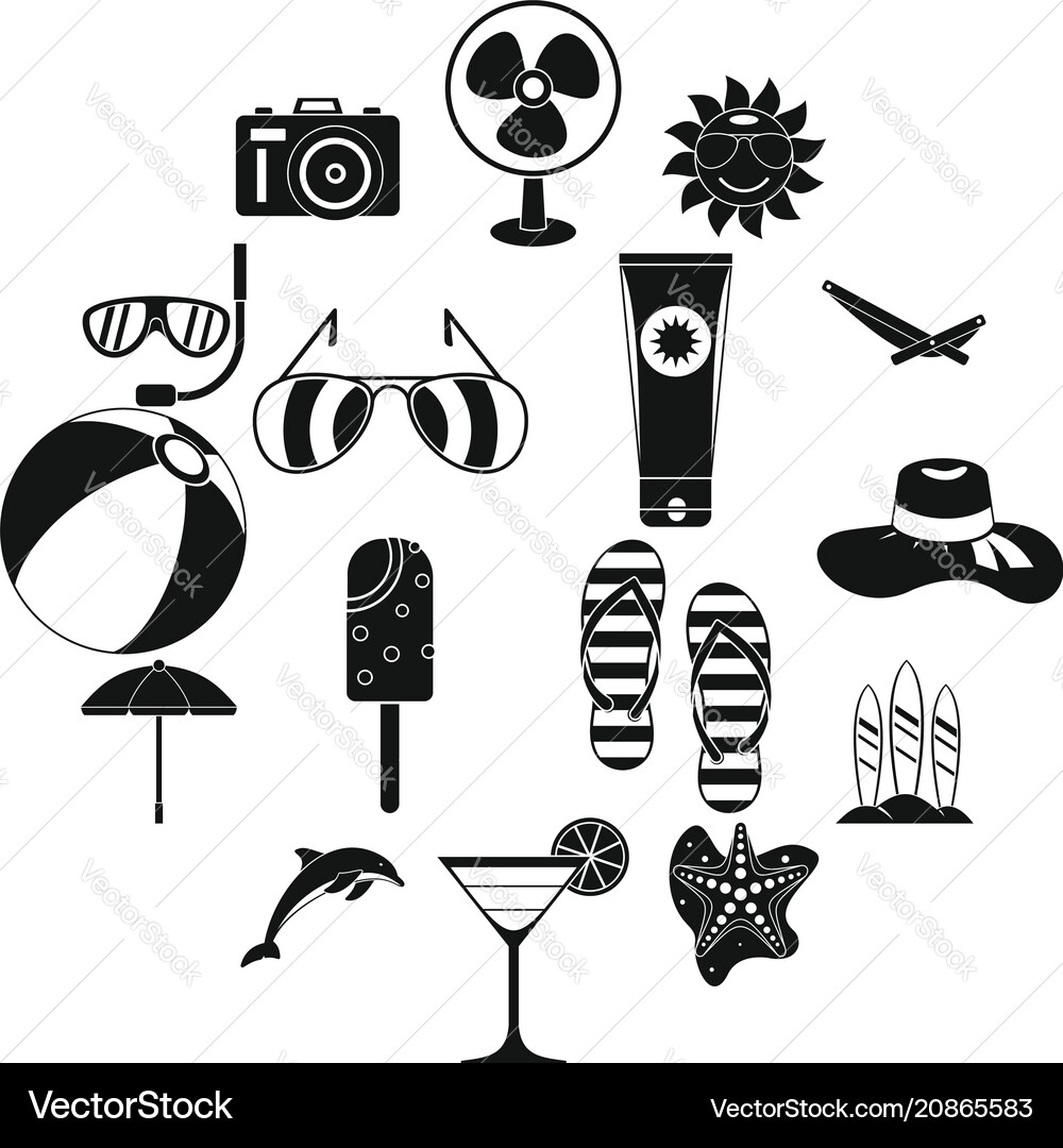Summer Relaxation Icons Vector Image
