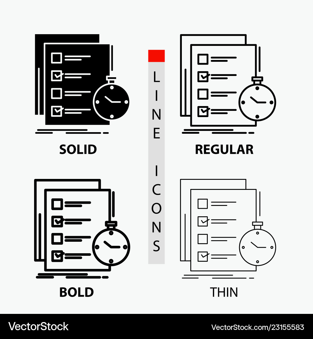 Todo task list check time icon in thin regular Todo task list check time icon in thin regular Vector Image