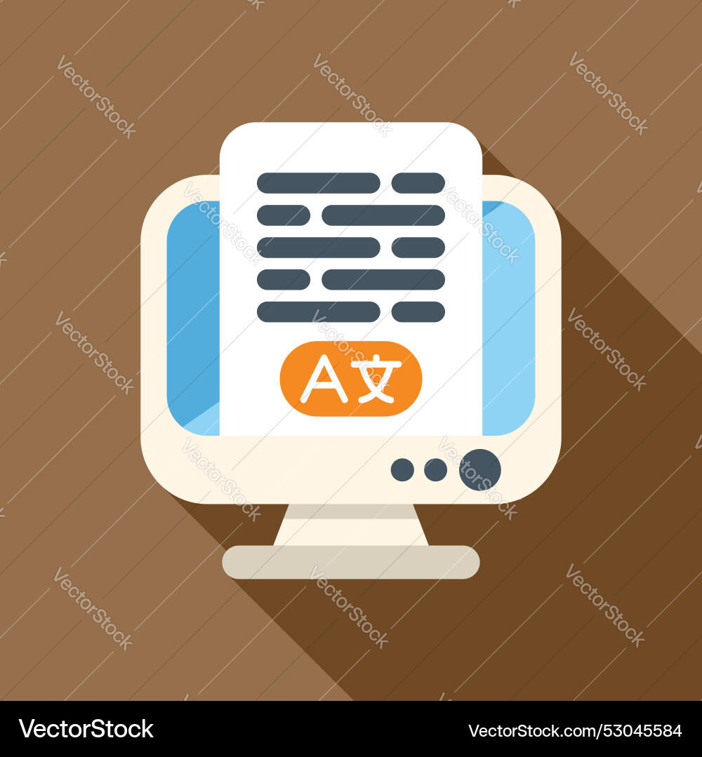 Computer translating document using online Computer translating document using online vector image