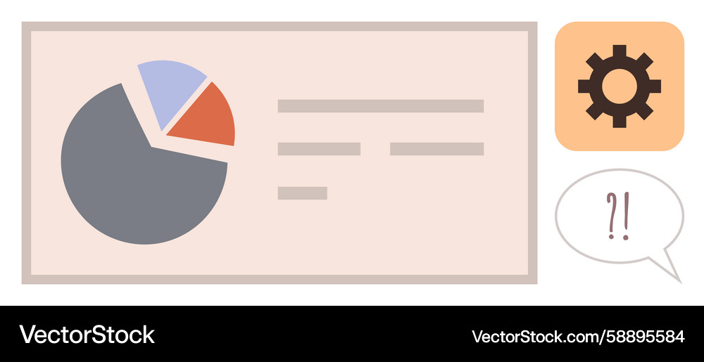 Data analysis with pie chart and configuration Data analysis with pie chart and configuration Vector Image