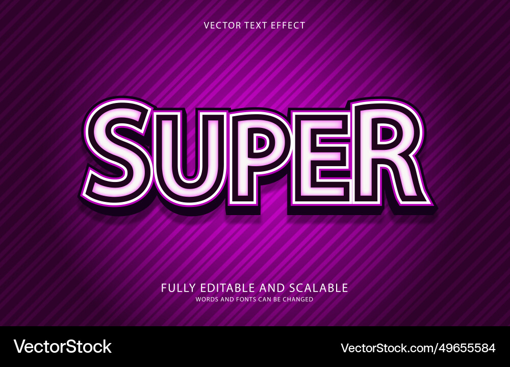 Editable text effect super style Vector Image