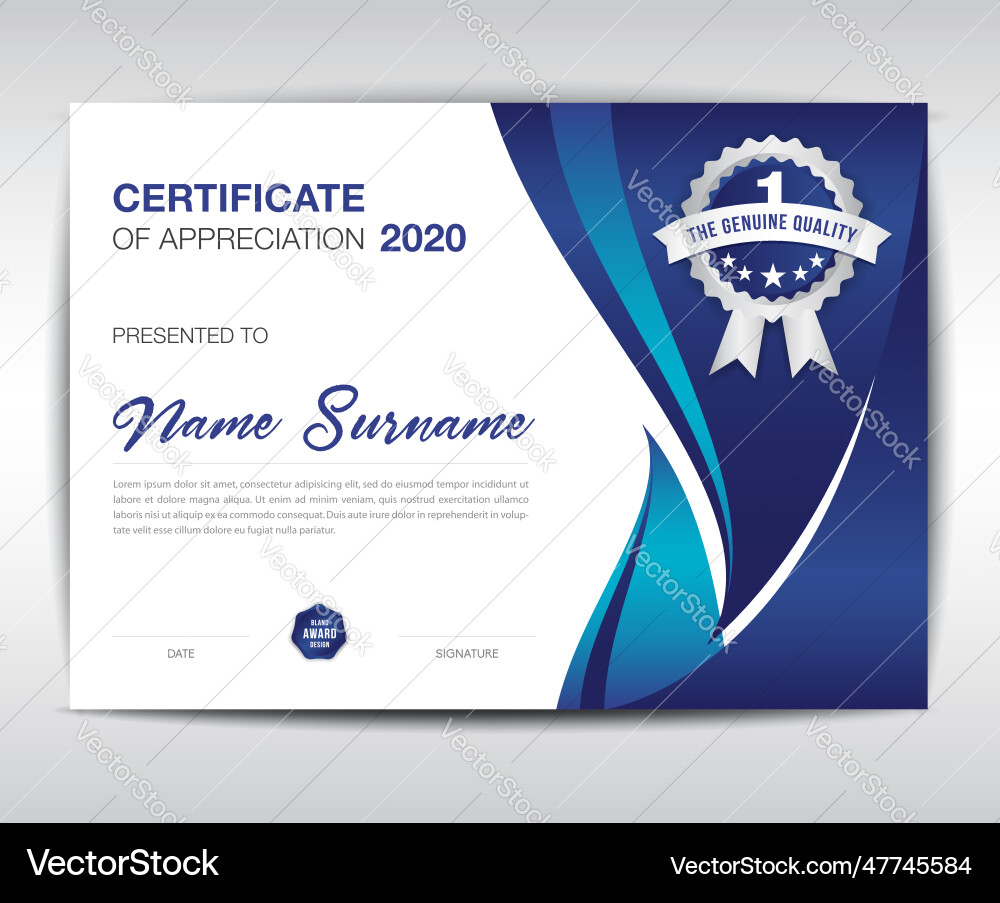 Gradient elegant certificate of appreciation Vector Image