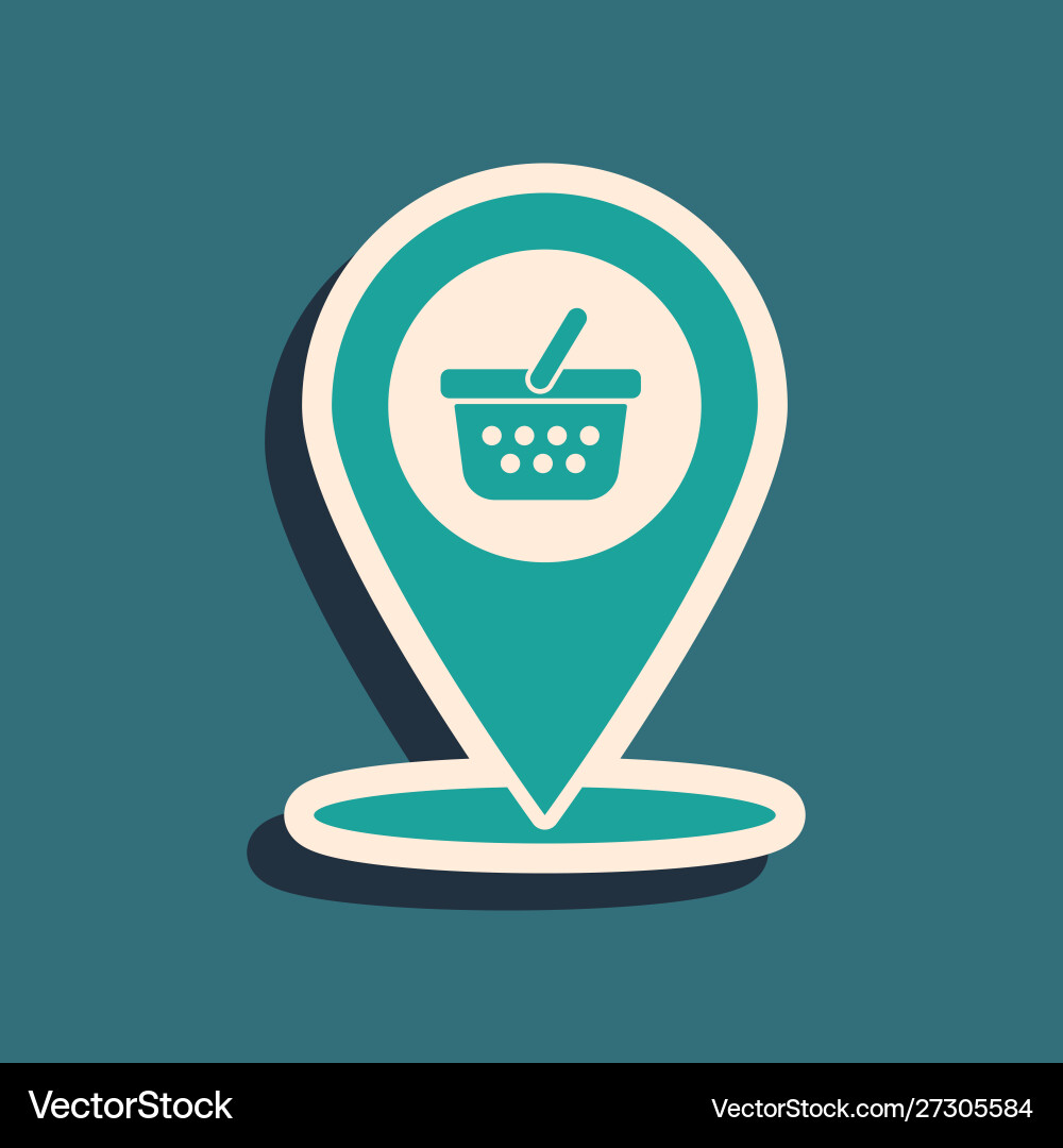 Green map pointer with shopping basket icon Vector Image