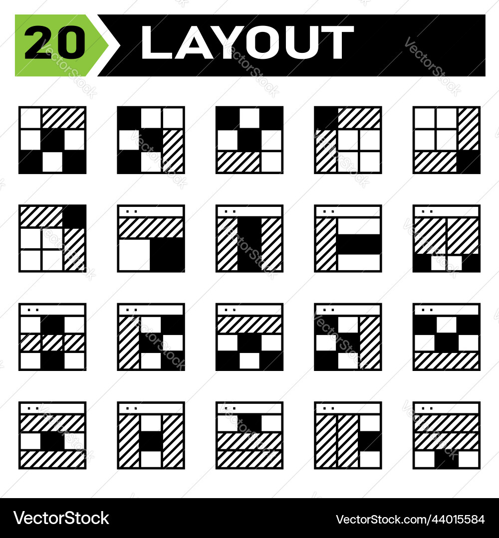 Layout icon set include grid dashboard Layout icon set include grid dashboard Vector Image