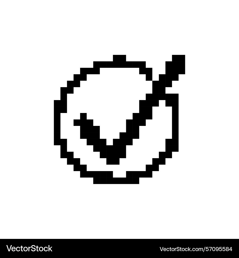 Mosaic pixel check mark icon in retro style vector image