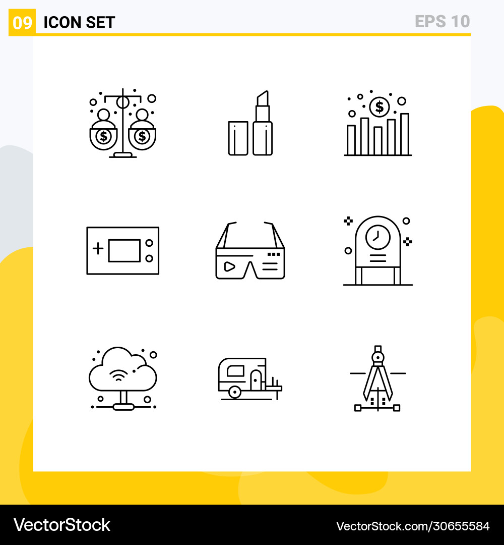 Pictograph set 9 simple outlines computing Vector Image
