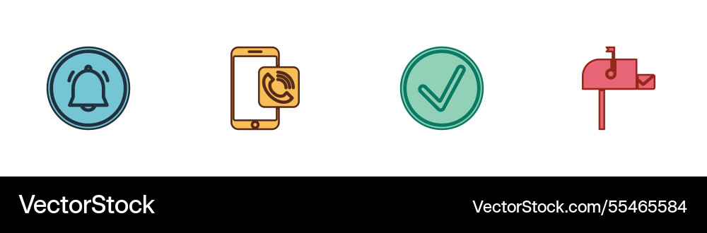 Set button chat notification mobile phone call Set button chat notification mobile phone call vector image