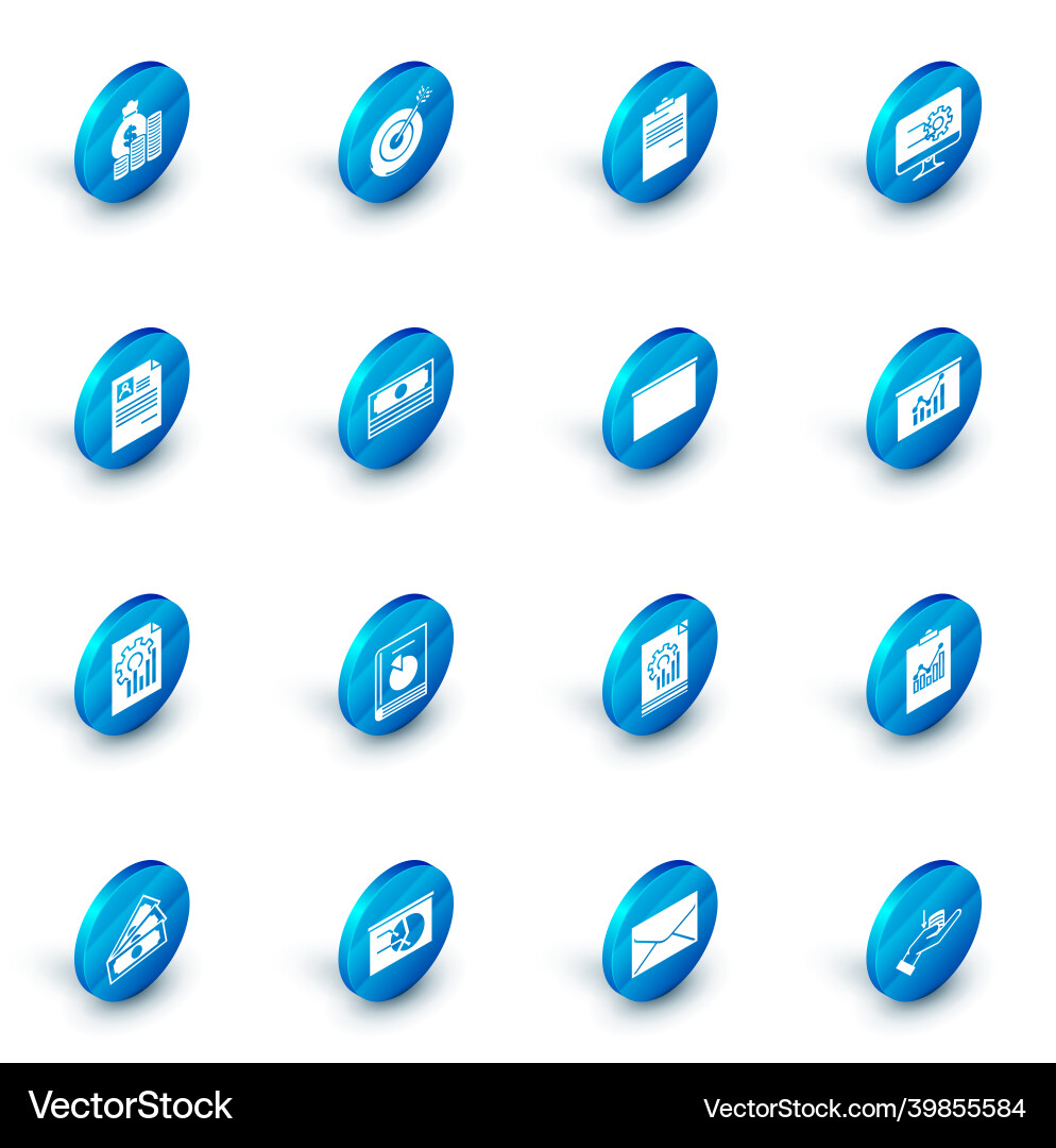 Set target document computer monitor with graph Vector Image