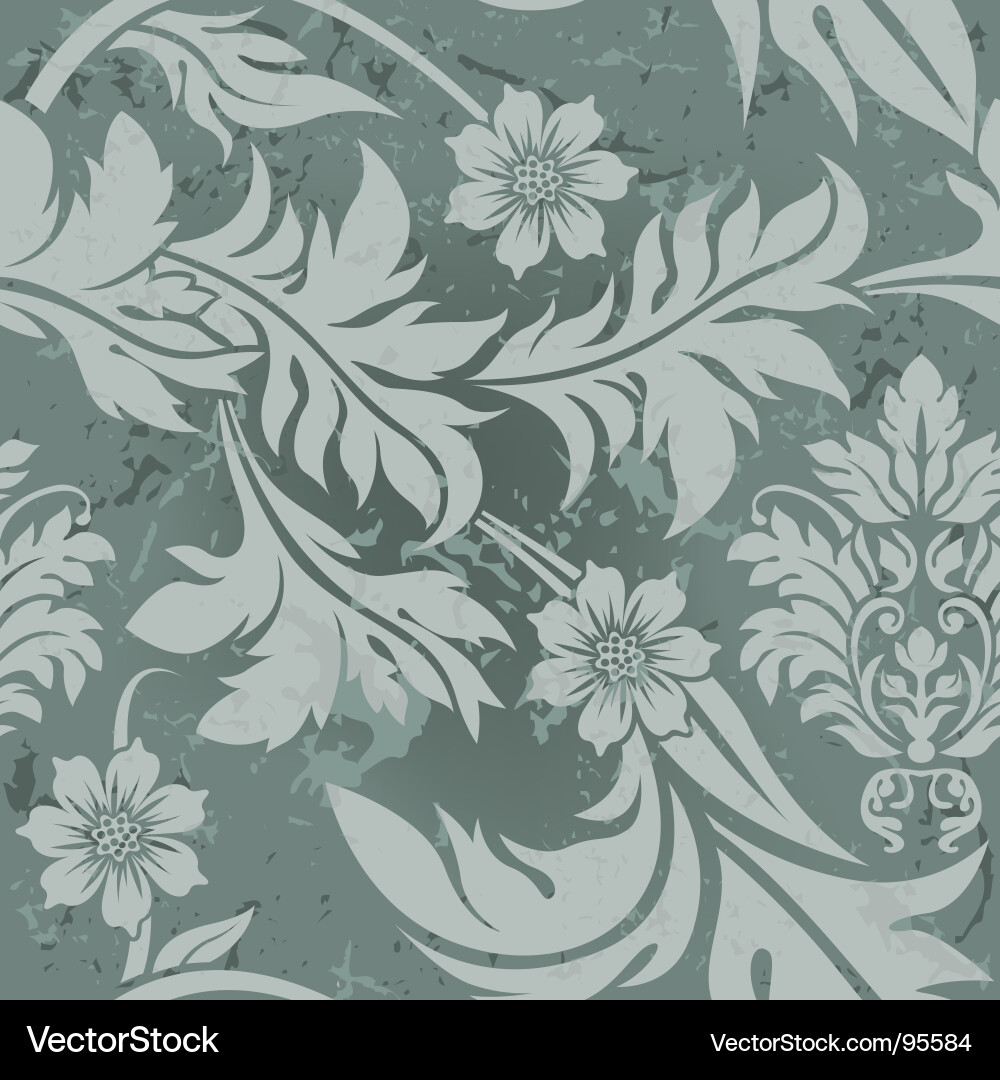 Vintage Floral Grunge Wallpaper Vector Image