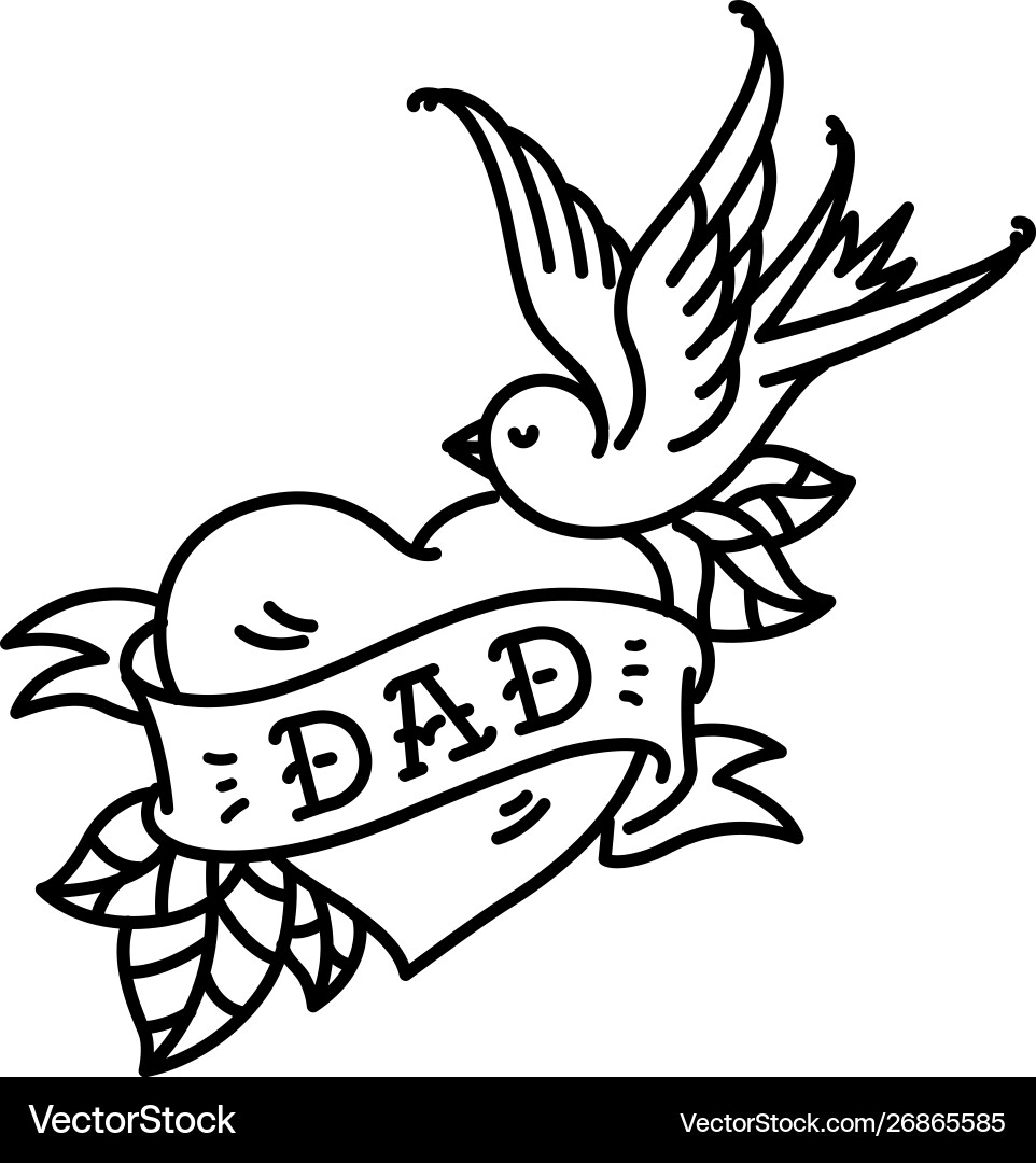 A tattoo with inscription dad heart A tattoo with inscription dad heart vector image