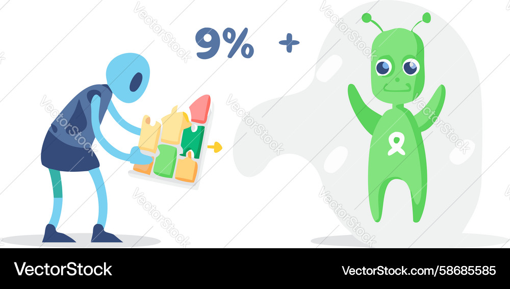 Alien character learning and sorting objects Vector Image