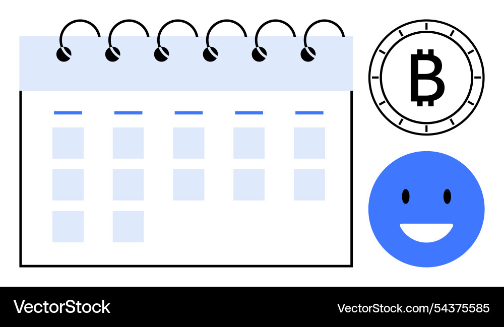 Calendar with spiral binding bitcoin symbol Vector Image