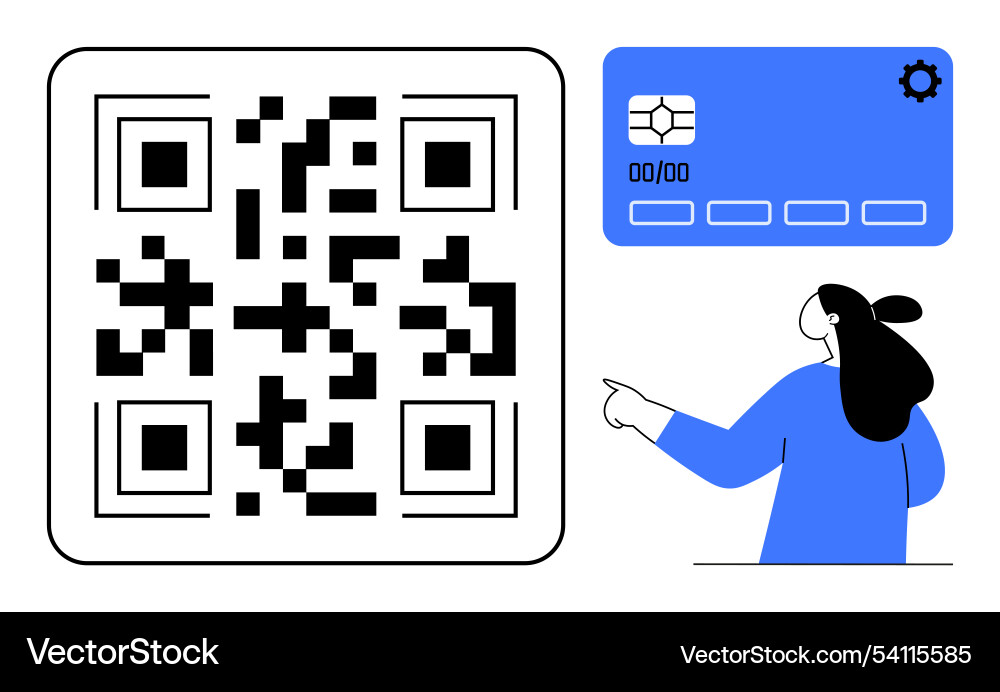 Digital payment with qr code and smart card Digital payment with qr code and smart card Vector Image