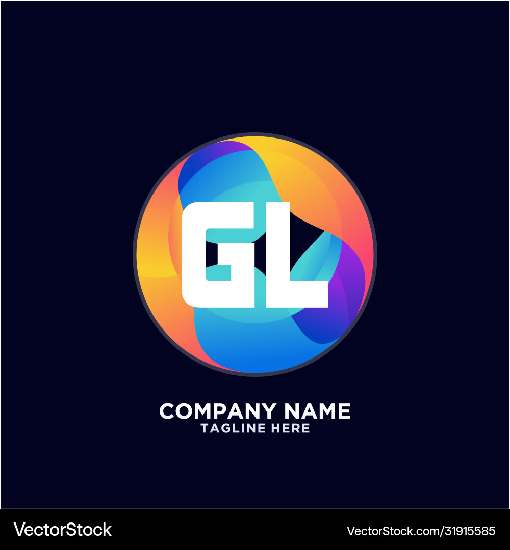 Gl initial logo with colorful circle template Vector Image