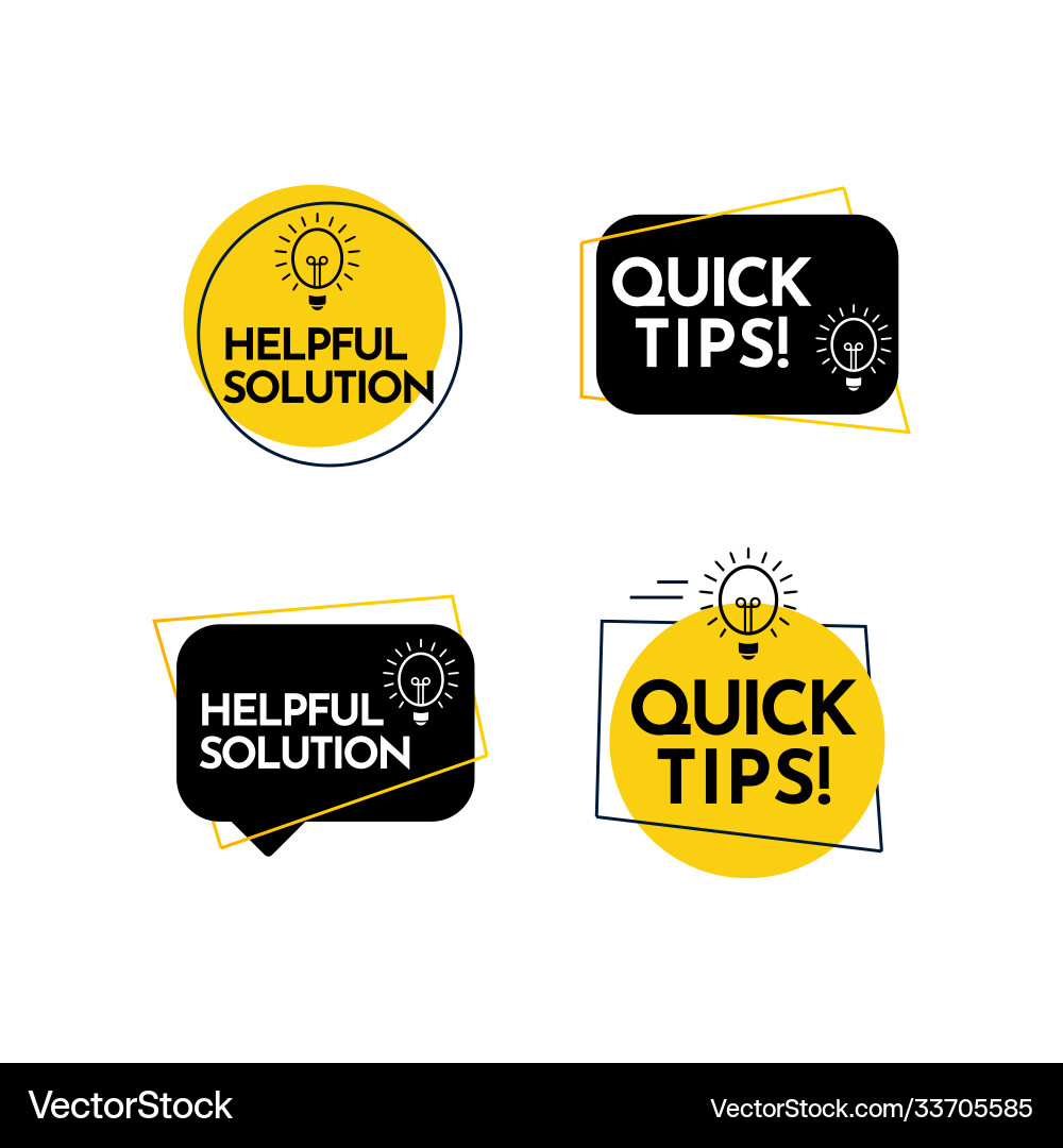 Help full solution quick tips text label template Help full solution quick tips text label template Vector Image