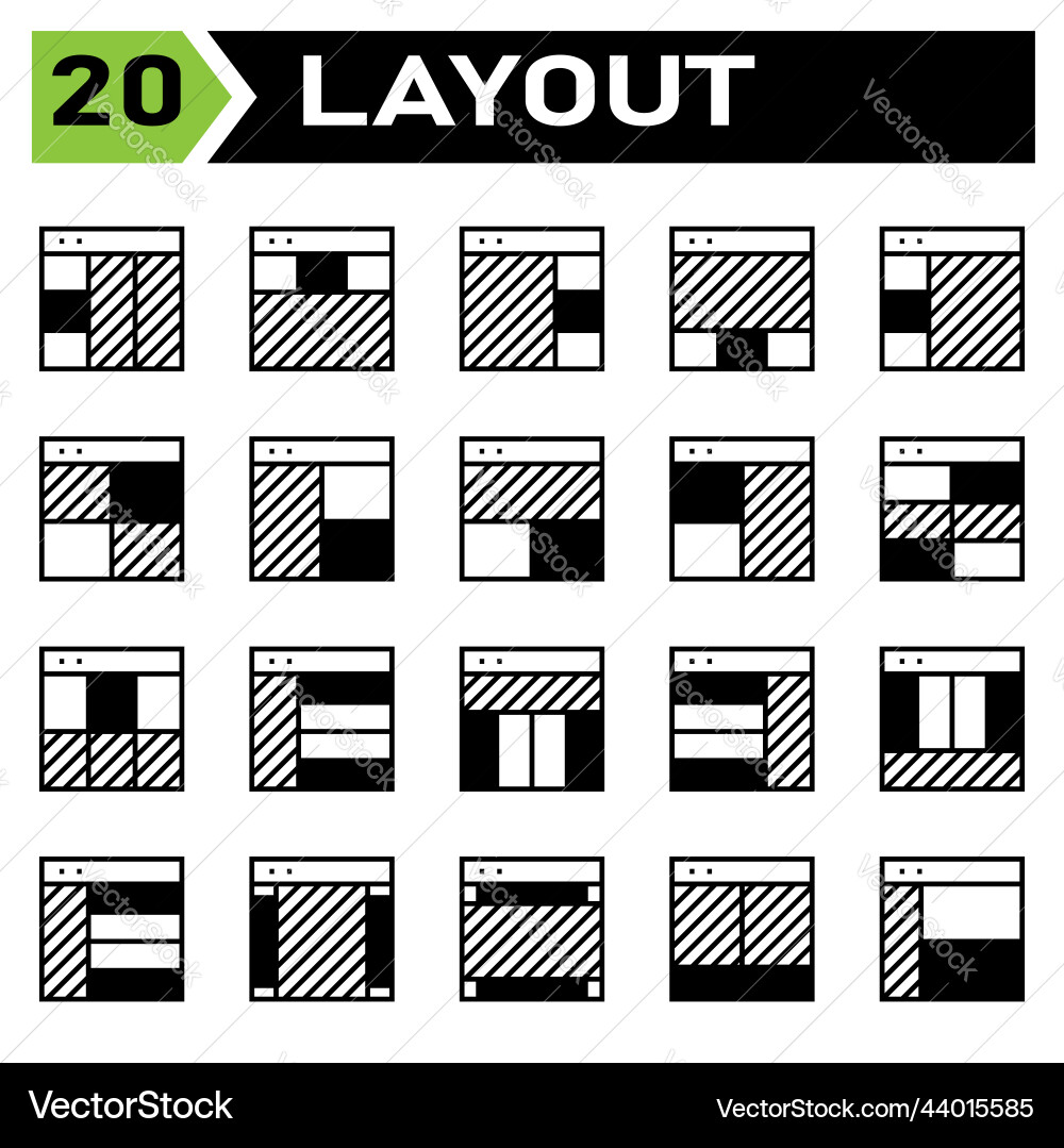 Layout icon set include grid dashboard Layout icon set include grid dashboard Vector Image