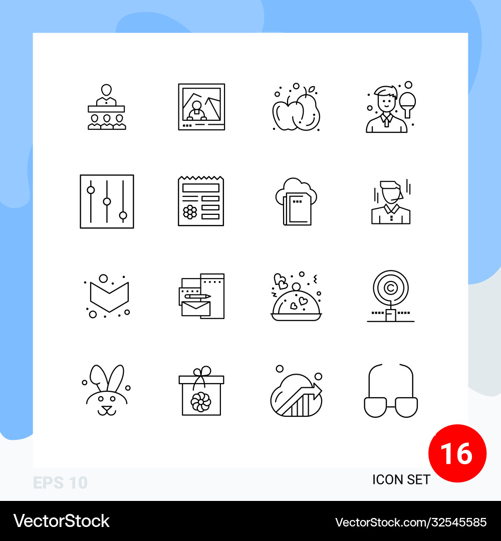 Set 16 outlines on grid for basic racket Vector Image
