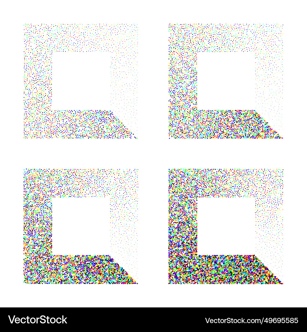 Square shaped dotted objects stipple elements Square shaped dotted objects stipple elements vector image