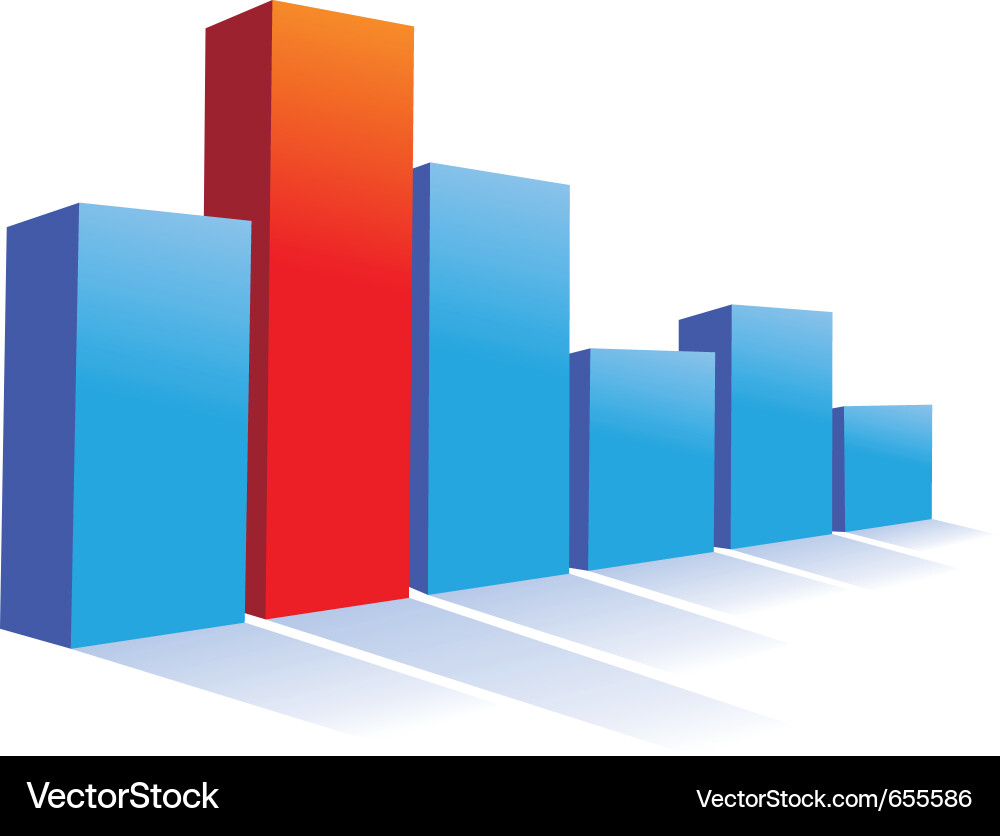 3D Bar Chart with Economic Data Vector Image
