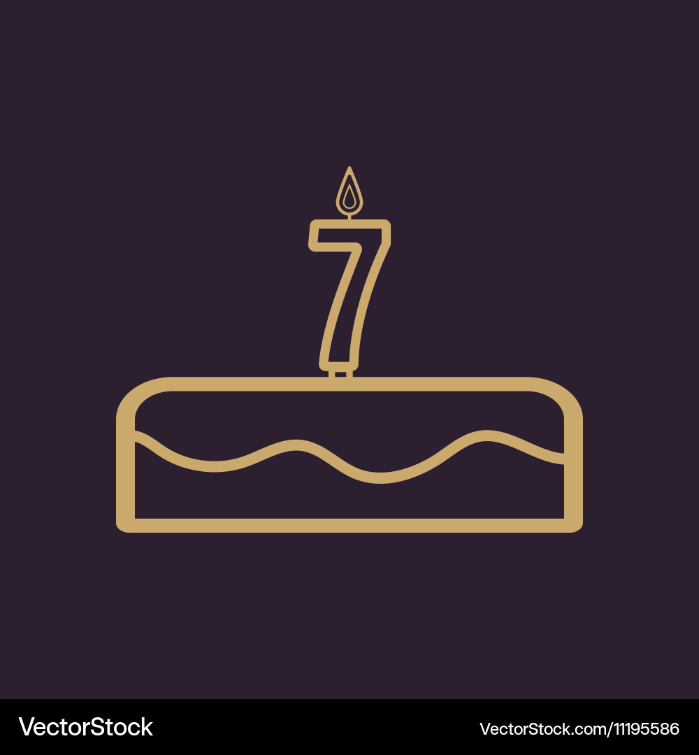Cake with candles in the form of number 7 icon Vector Image