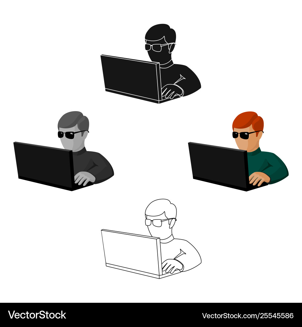 Computer hacker icon in cartoonblack style Vector Image