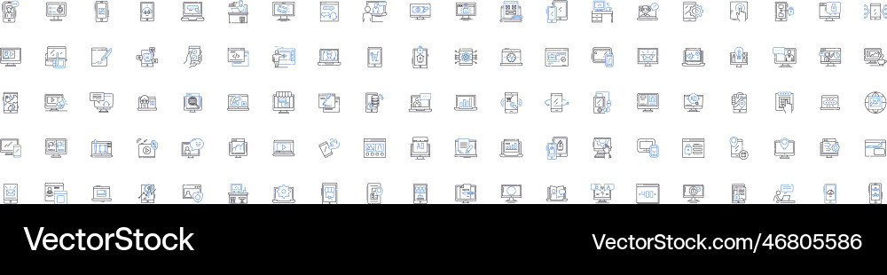 Digital ads line icons collection impression Vector Image