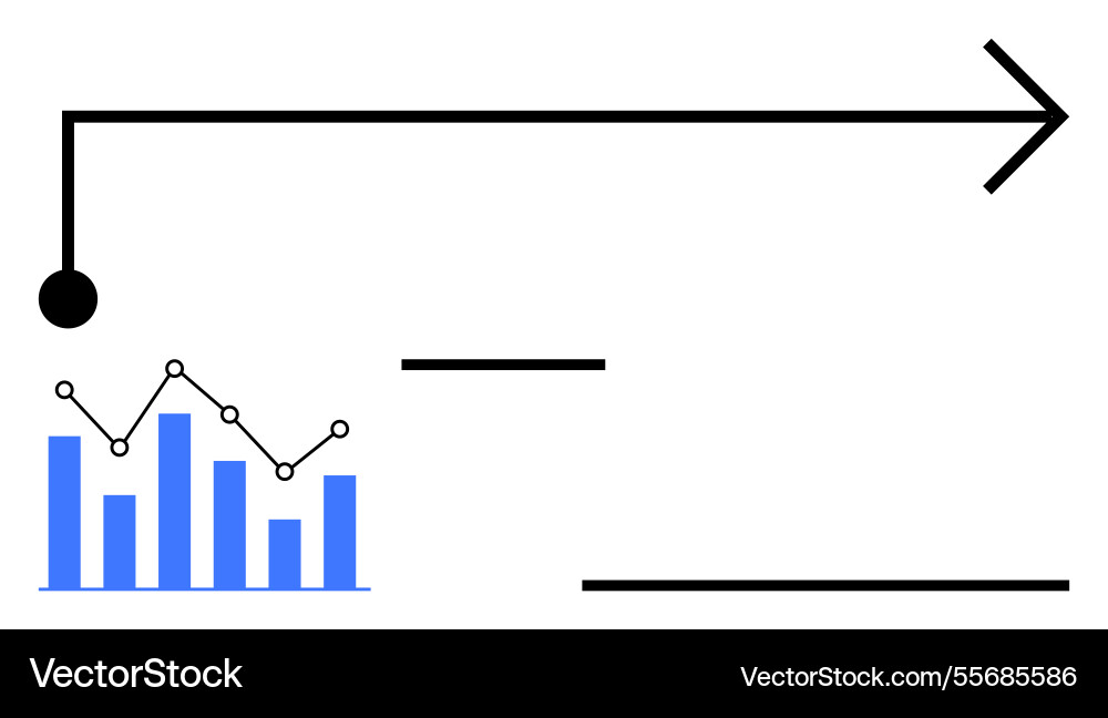 Growth process with bar chart data points Growth process with bar chart data points vector image