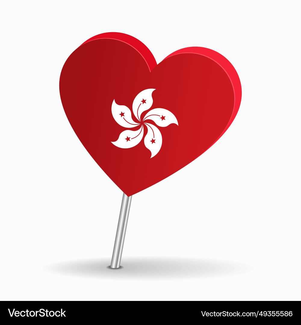 Hong Kong Flag Heart Map Pointer vector image