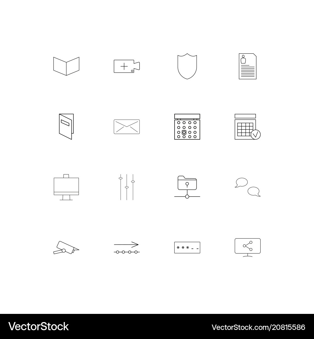 Internet technologies linear thin icons set Vector Image